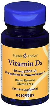 Vitamin D3 50 mcg (2000 IU) Rapid Release Softgels (100 count) - FT